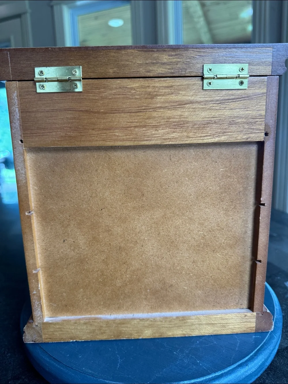 Vintage Wood Jewelry Box red lined